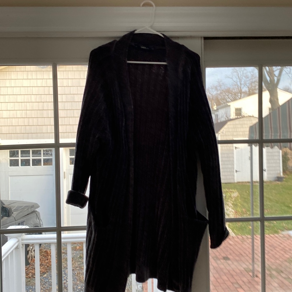 Zara gray chenille sweater coat Medium